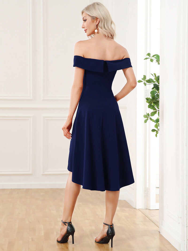 Asymmetrical Off Shoulder A Line Dress  AE00056 - MISS LESTER'S 