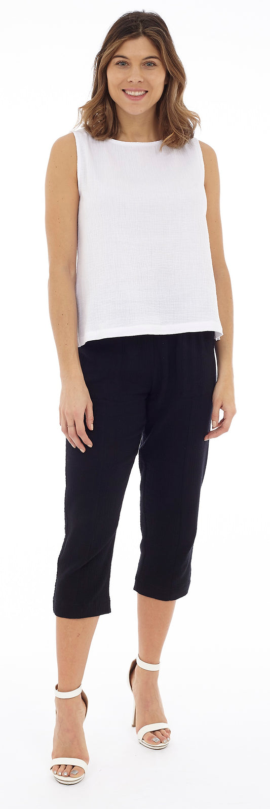Straight Leg Capri with Elastic Waist Style BG-CAP - MISS LESTER'S 
