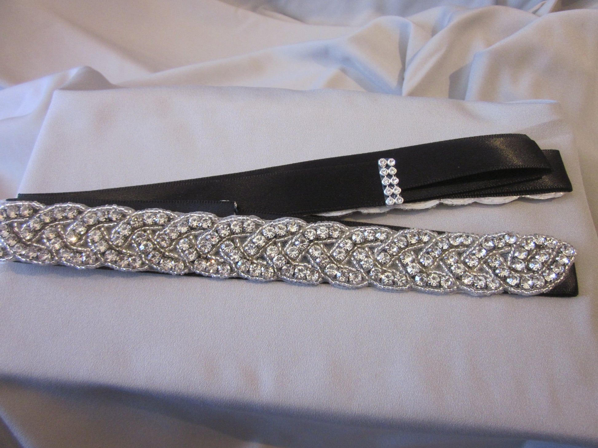 Rhinestone Belt With Black Sash Style S212 - MISS LESTER'S 