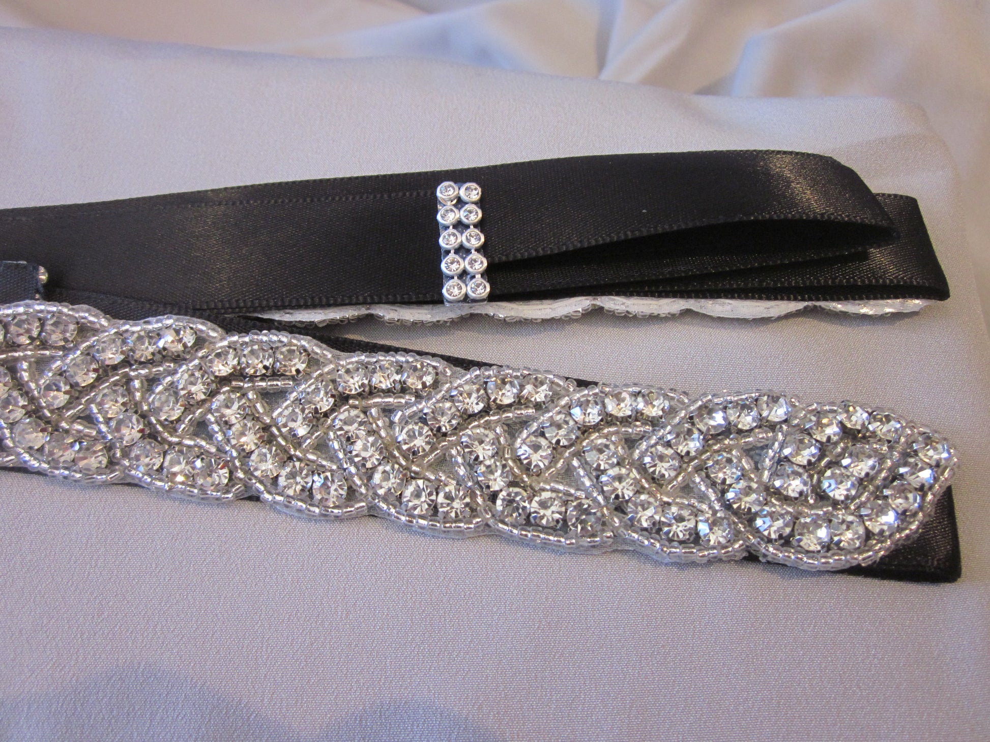 Rhinestone Belt With Black Sash Style S212 - MISS LESTER'S 