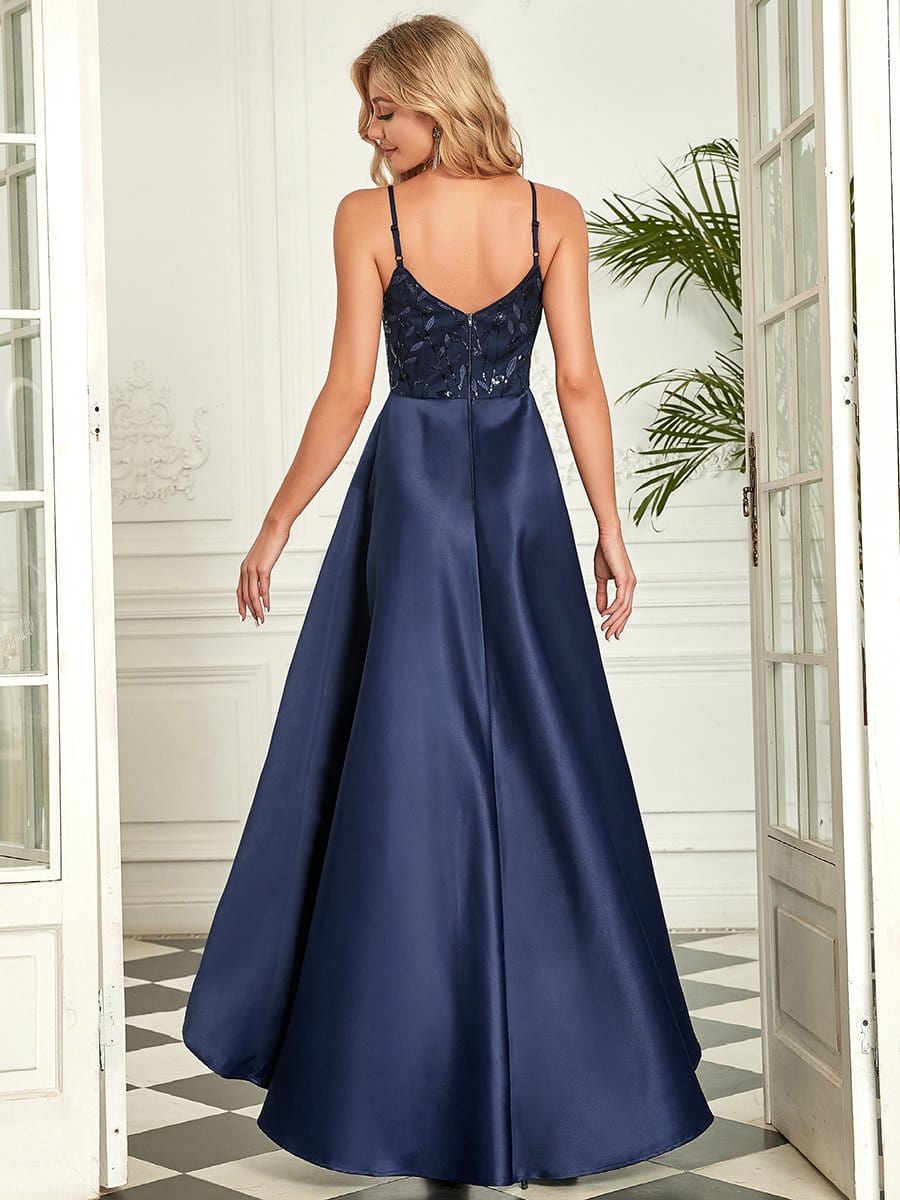 A Line Deep V Neck Asymmetrical Dress Size 12 Style 50175