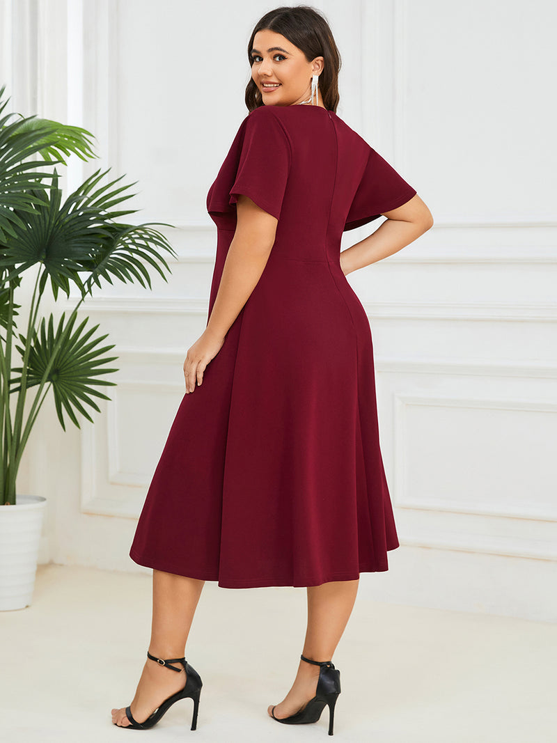 V neck A Line Dress   EM01577 - MISS LESTER'S 