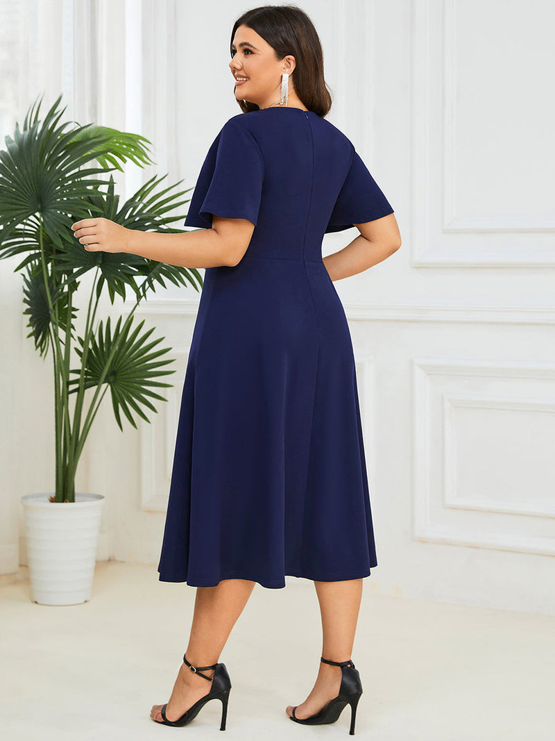 V neck A Line Dress   EM01577 - MISS LESTER'S 