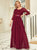 Round Neck Chiffon Dress With Long Lace Sleeves