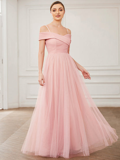 Long Tulle Off Shoulder Ball Gown  ES0331APK06