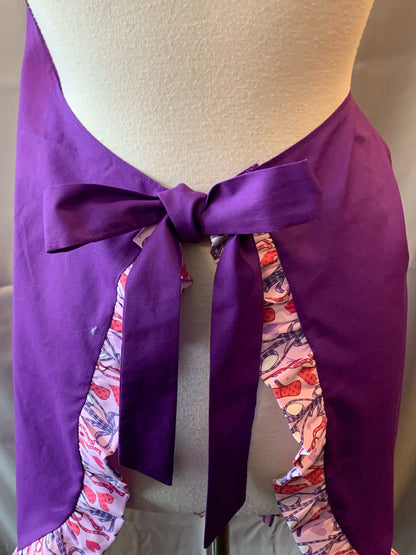 Purple Apron With Ballet Ruffle One Size Style AP02
