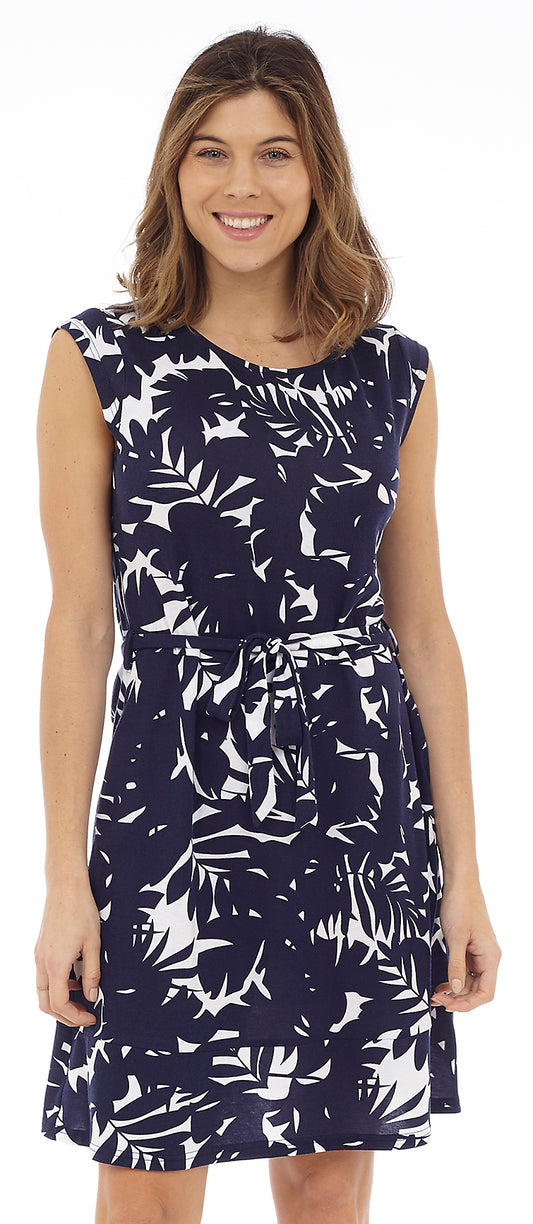 Cap Sleeve Dress with Belt and Pockets Style JP-GCT - MISS LESTER'S 