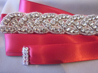 Rhinestone Belt With Red Sash Style S213 - MISS LESTER'S 