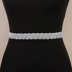 Rhinestone Belt With White Sash Style S210 - MISS LESTER'S 