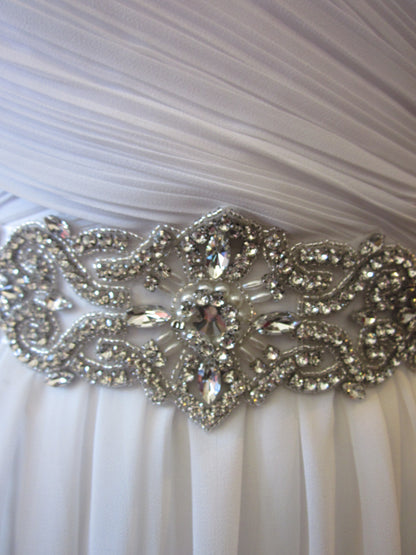 Bridal Rhinestone Belt With White Sash Style S225 - MISS LESTER'S 