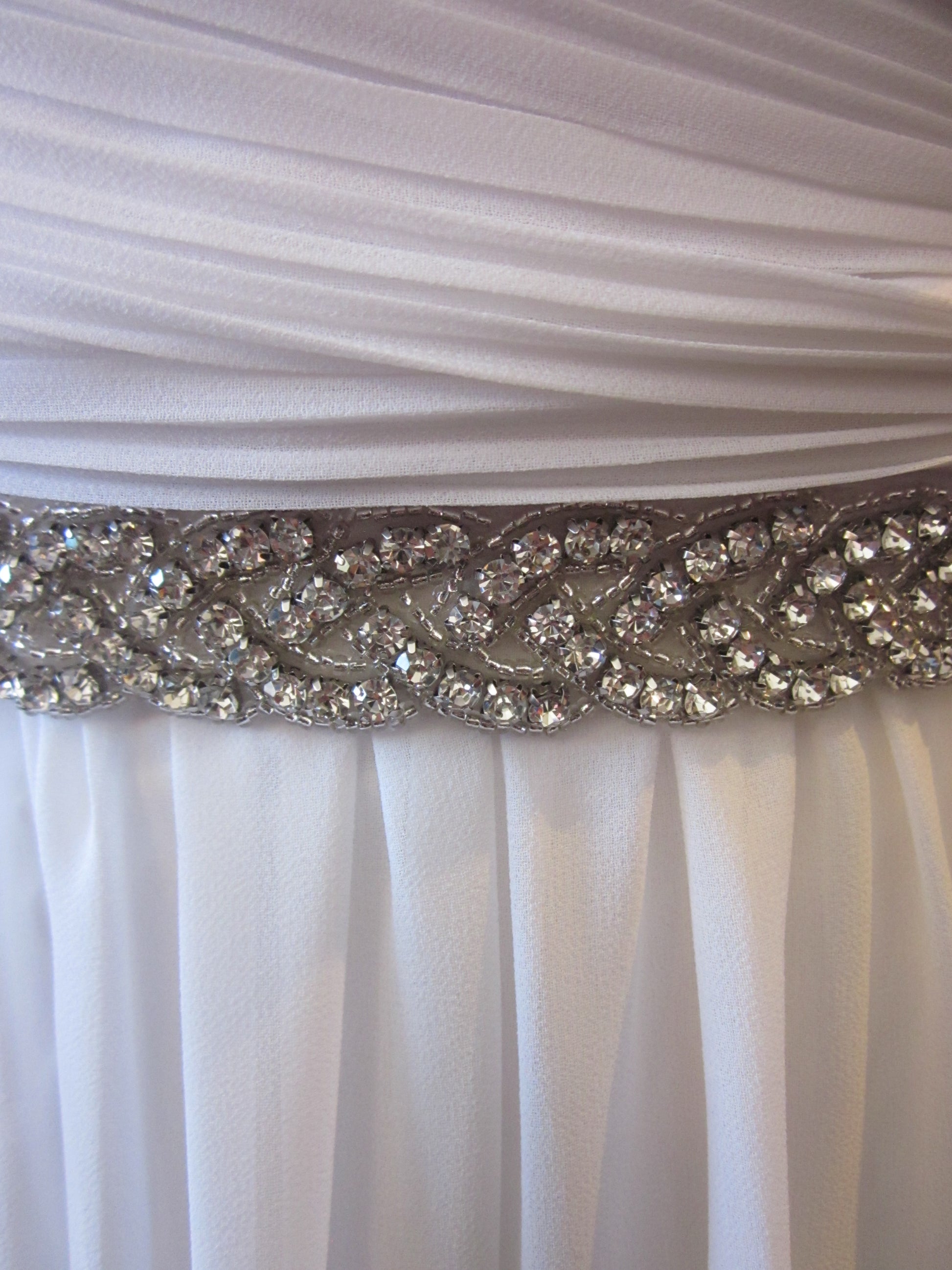 Rhinestone Belt With White Sash Style S210 - MISS LESTER'S 