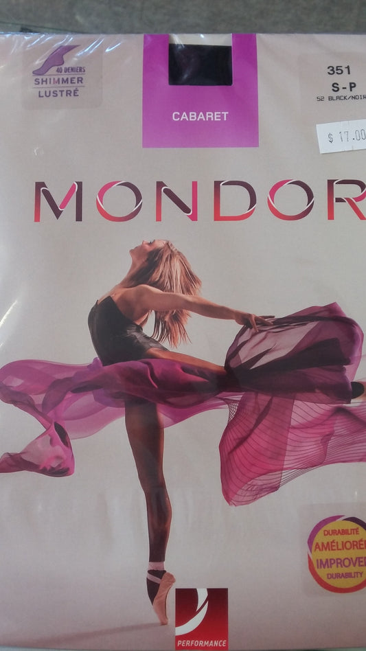 Mondor 351  Black Shimmer Footed Tights - MISS LESTER'S 